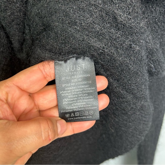 Just Female mohair wool blend zoe cardigan sweater open front  size XS black - Picture 6 of 8